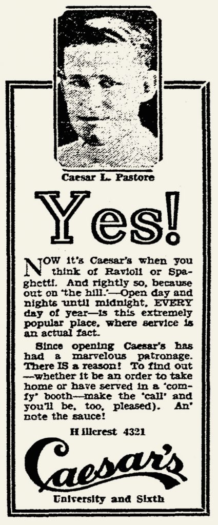 Caesar's Hillcrest ad